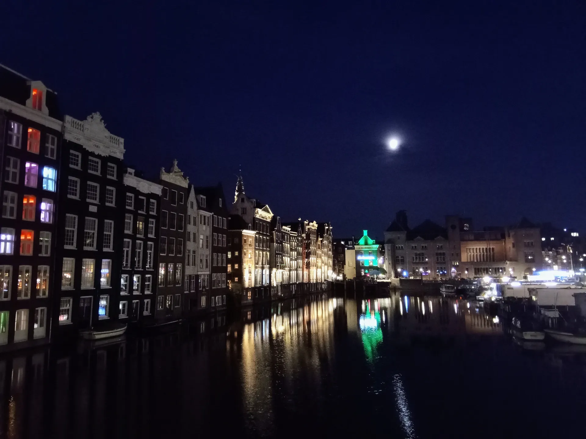 Damrak Reflection at Night